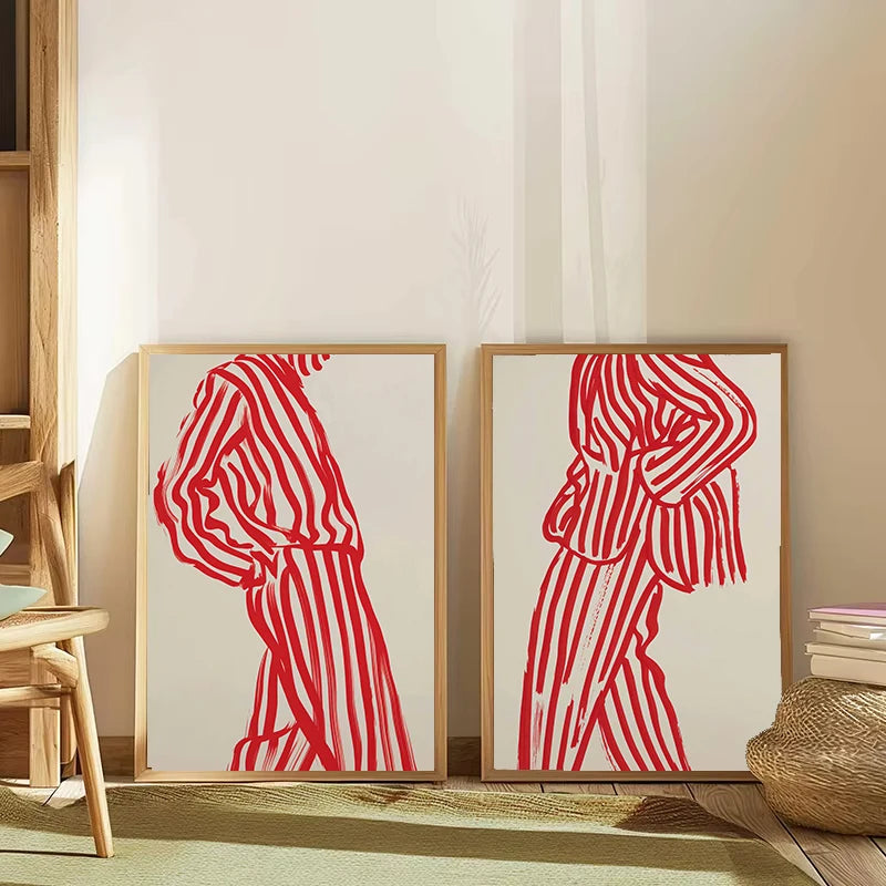 Abstract Red Striped Suit Poster
