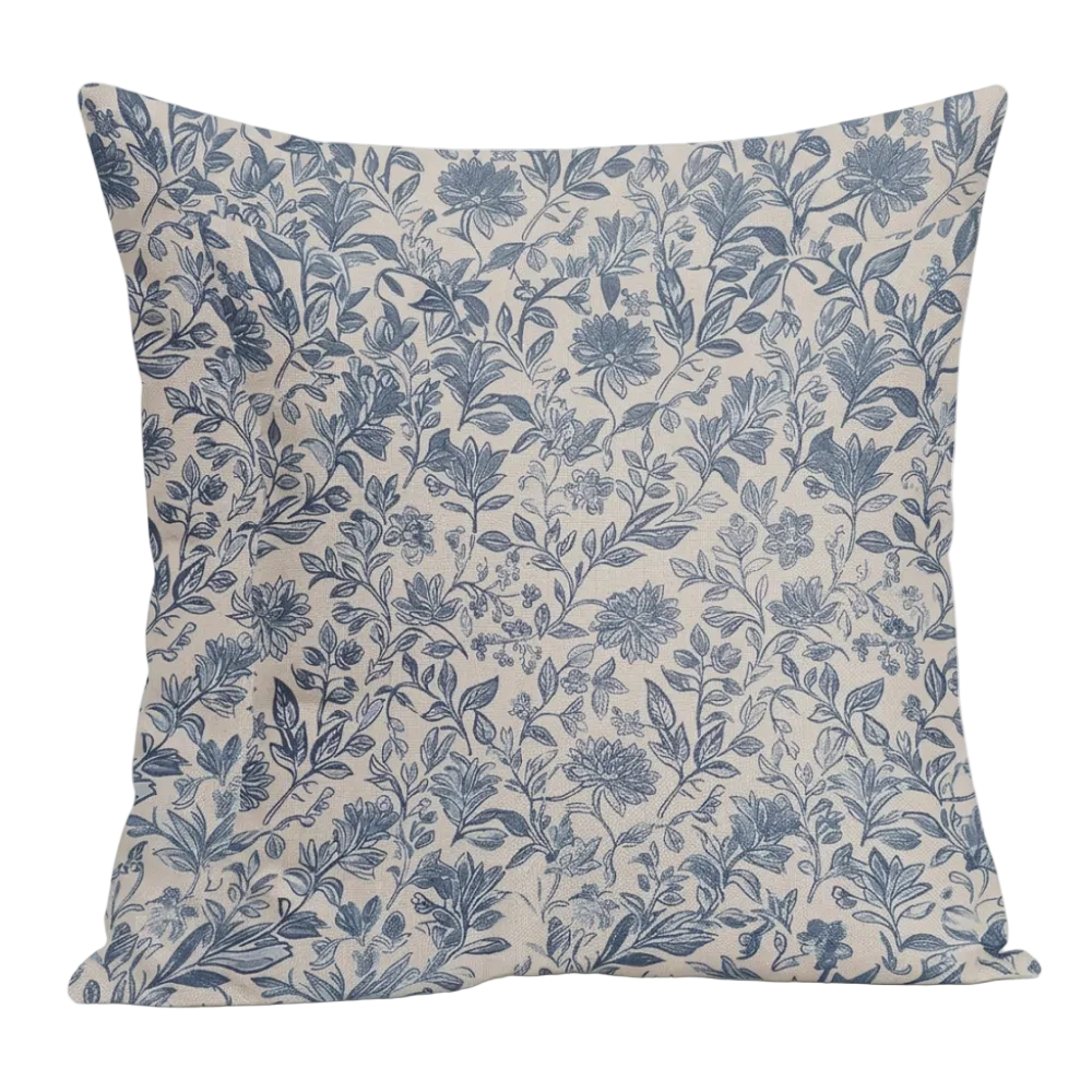 Antique Floral Linen Cushion Cover