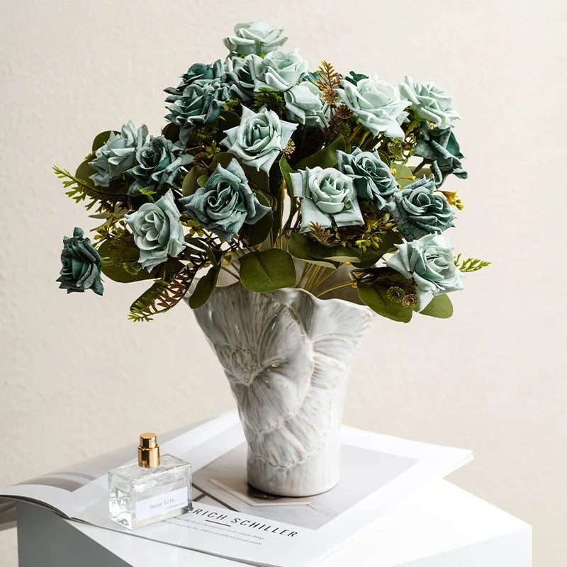 White Ceramic Floral Texture Vase
