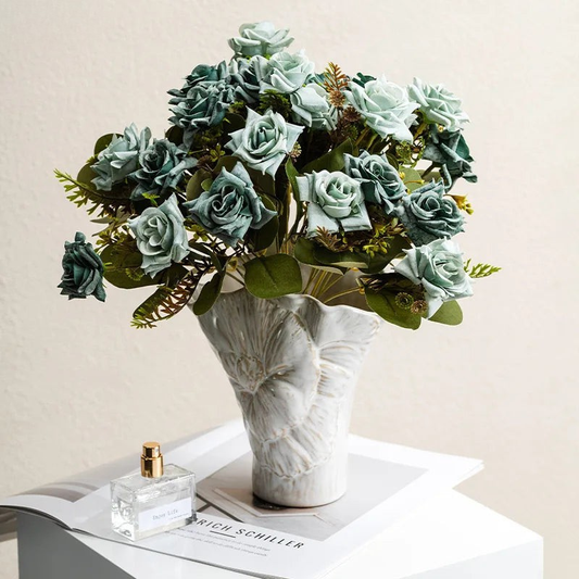 White Ceramic Floral Texture Vase