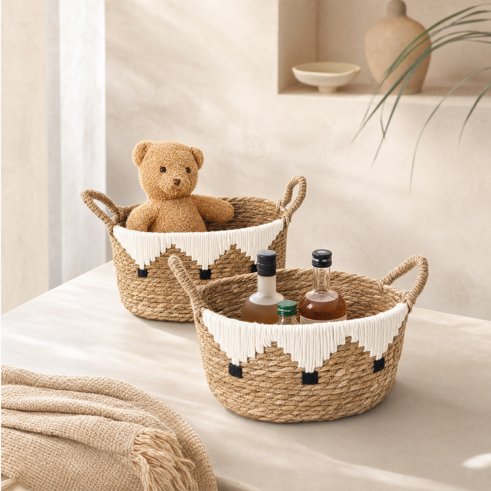 Portable Straw Household Storage Basket