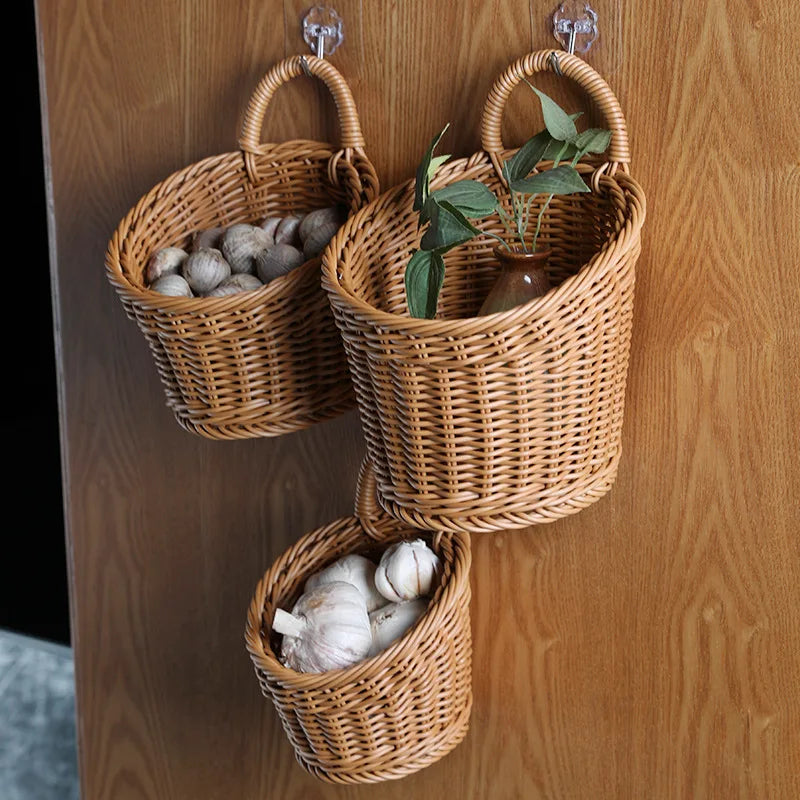 Woven Wicker Wall Storage Basket