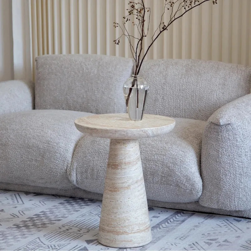 Nordic Faux Travertine Side Table