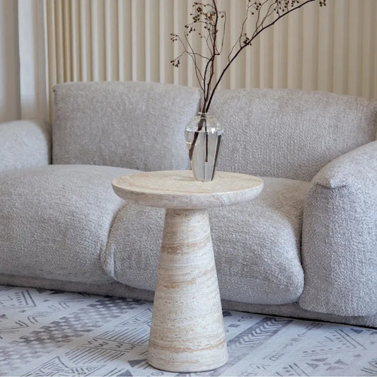 Nordic Faux Travertine Side Table
