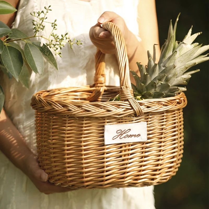 Handwoven Willow and Bamboo Basket