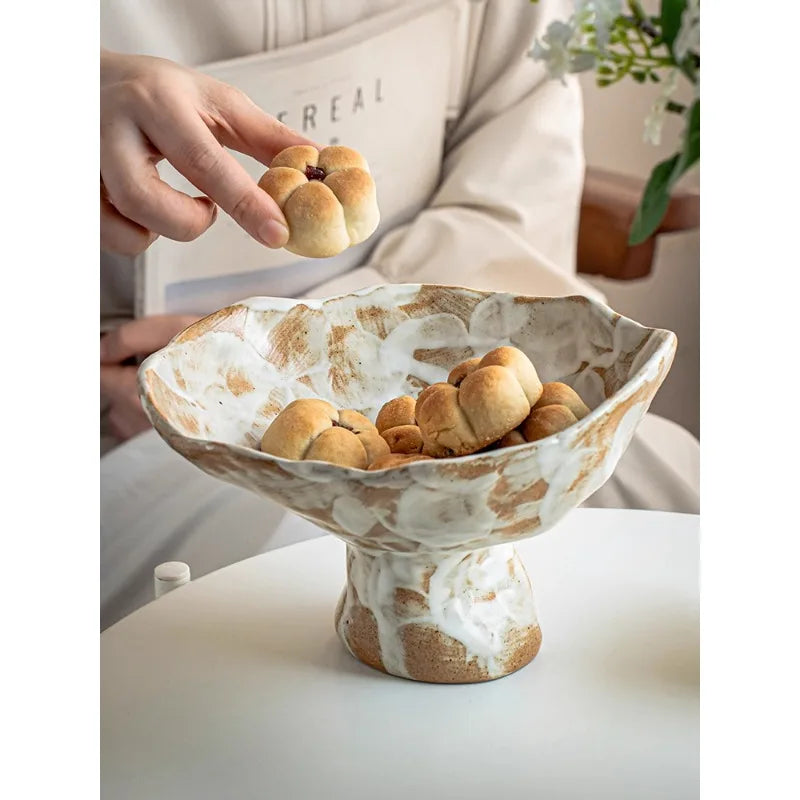 Retro Ceramic Footed Fruit Plate