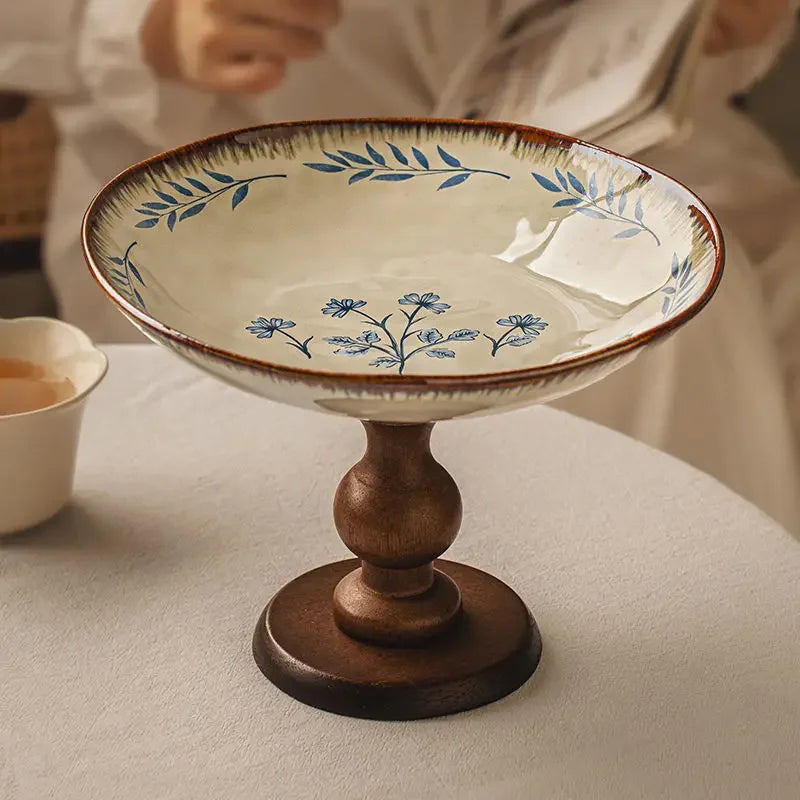 Elegant Ceramic Footed Fruit Bowl