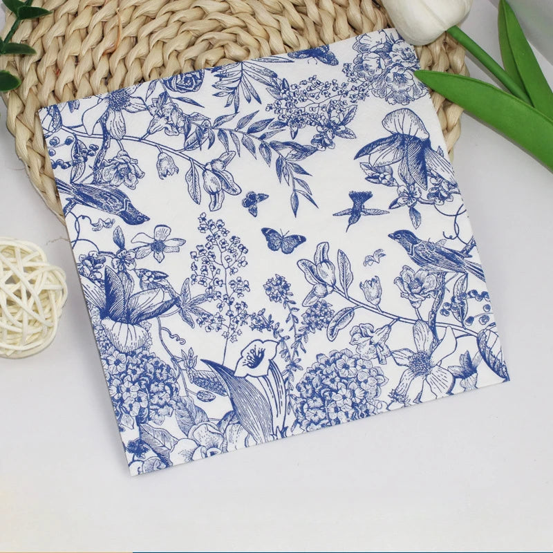 Sketch Flower Printed Square Tissue Paper