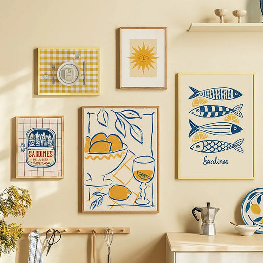 Vintage Lemon Fish Canvas Wall Art